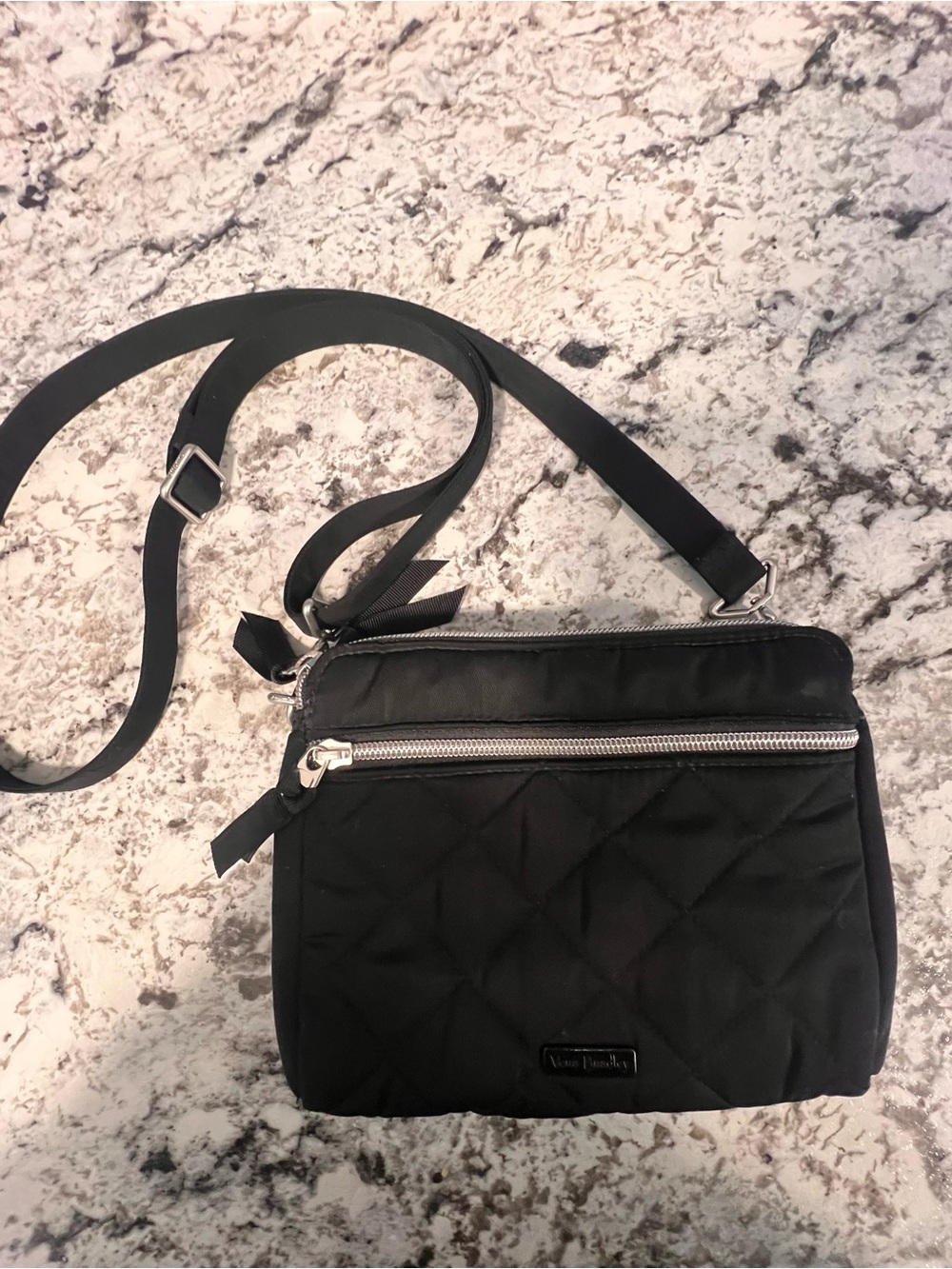 Vera Bradley Black Quilted Nylon Crossbody Shoulder Bag